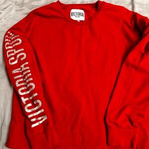 Victoria's Secret Red Sweatshirt with Silver Lettering